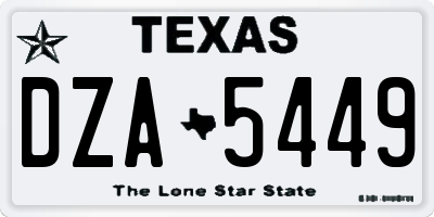 TX license plate DZA5449