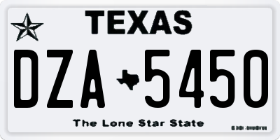TX license plate DZA5450