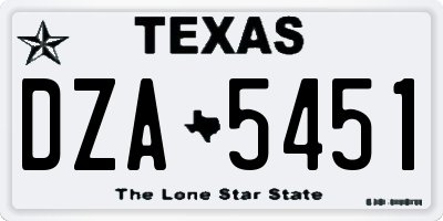 TX license plate DZA5451