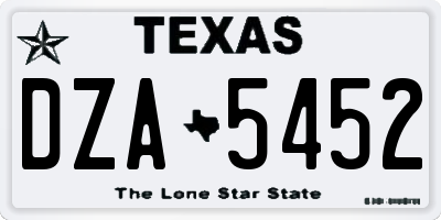 TX license plate DZA5452