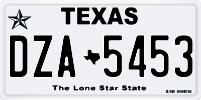 TX license plate DZA5453