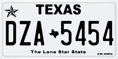 TX license plate DZA5454