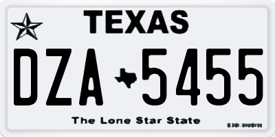TX license plate DZA5455