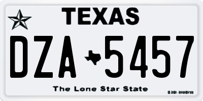 TX license plate DZA5457