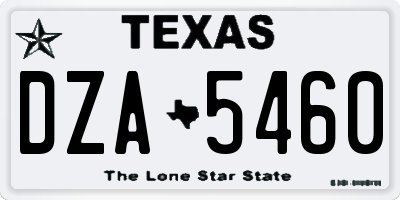 TX license plate DZA5460