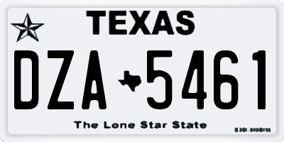 TX license plate DZA5461