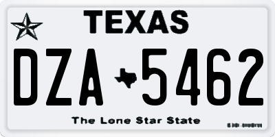 TX license plate DZA5462