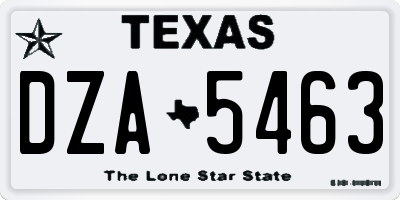 TX license plate DZA5463