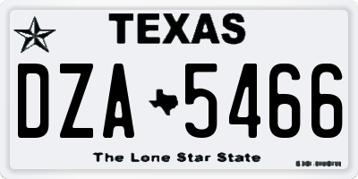 TX license plate DZA5466