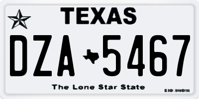 TX license plate DZA5467