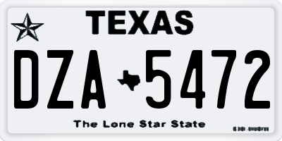 TX license plate DZA5472