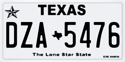 TX license plate DZA5476