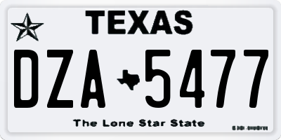 TX license plate DZA5477
