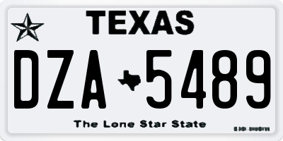 TX license plate DZA5489