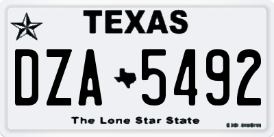TX license plate DZA5492