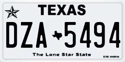 TX license plate DZA5494