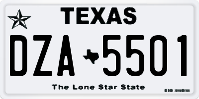 TX license plate DZA5501