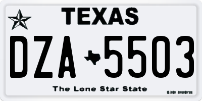 TX license plate DZA5503