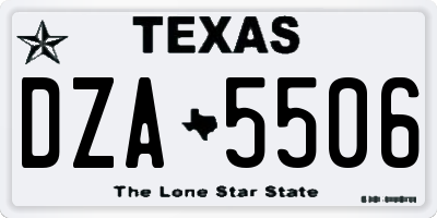 TX license plate DZA5506