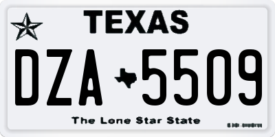 TX license plate DZA5509