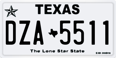 TX license plate DZA5511