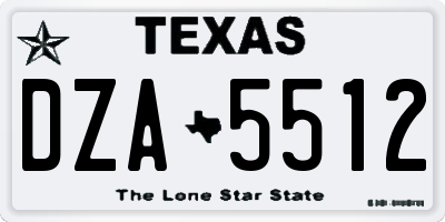 TX license plate DZA5512