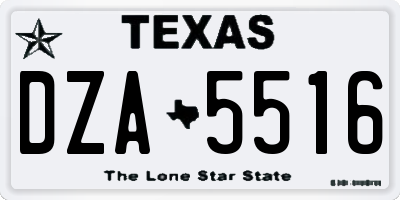 TX license plate DZA5516