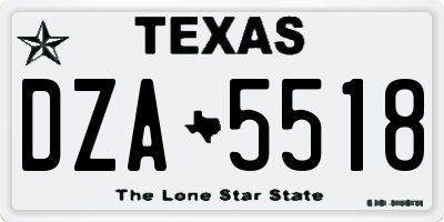TX license plate DZA5518