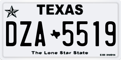 TX license plate DZA5519