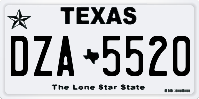 TX license plate DZA5520