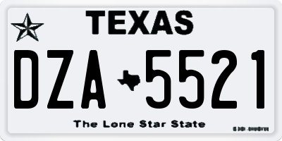 TX license plate DZA5521