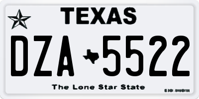 TX license plate DZA5522