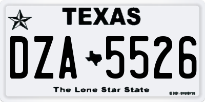 TX license plate DZA5526