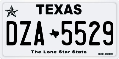 TX license plate DZA5529