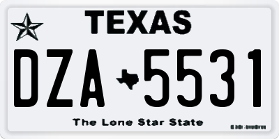 TX license plate DZA5531