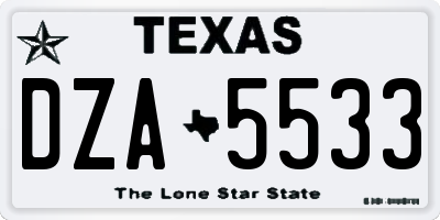 TX license plate DZA5533