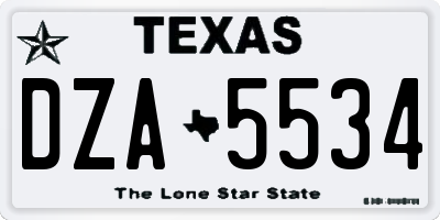 TX license plate DZA5534
