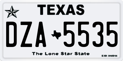 TX license plate DZA5535
