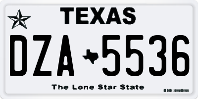TX license plate DZA5536