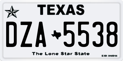 TX license plate DZA5538