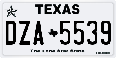 TX license plate DZA5539