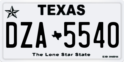TX license plate DZA5540