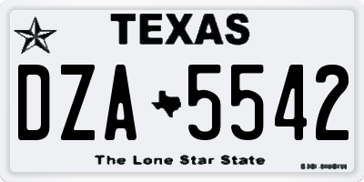 TX license plate DZA5542