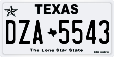 TX license plate DZA5543
