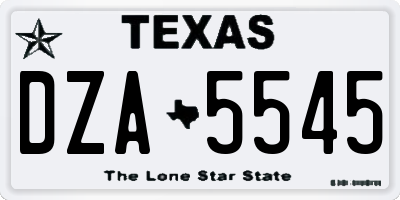 TX license plate DZA5545