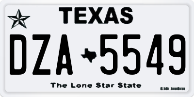 TX license plate DZA5549