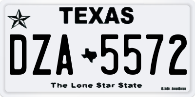 TX license plate DZA5572