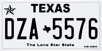 TX license plate DZA5576