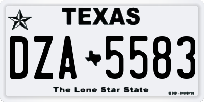 TX license plate DZA5583
