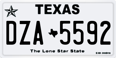 TX license plate DZA5592